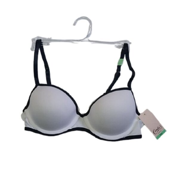 Candie's Padded Push-Up Bra, White + Black, Size 32A - Picture 1 of 8